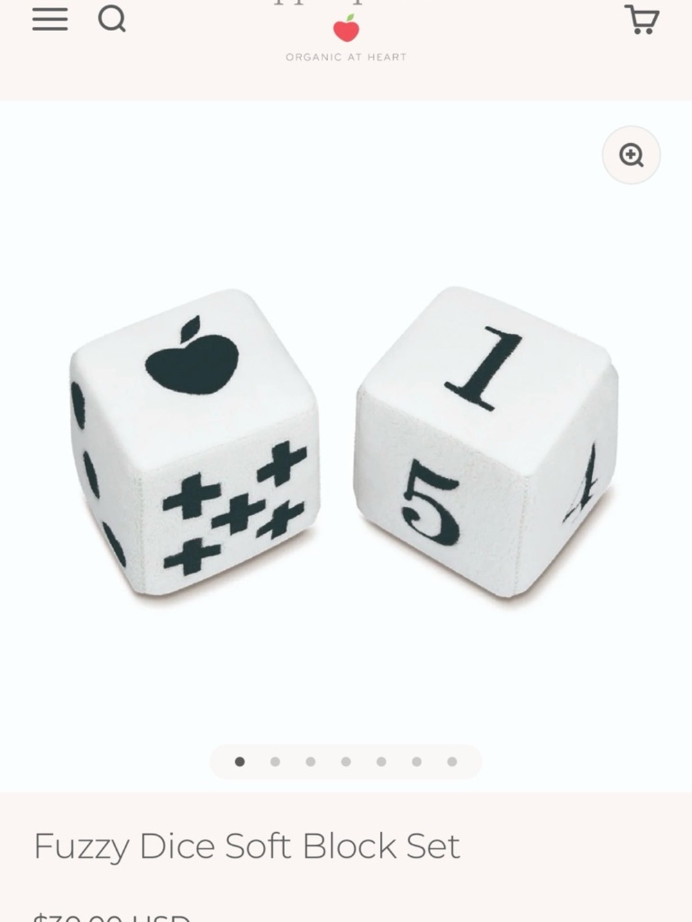Apple Park Fuzzy Dice Soft Block Set - White